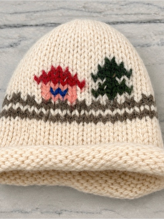 Handmade Wool Knit Beanie with Embroidery